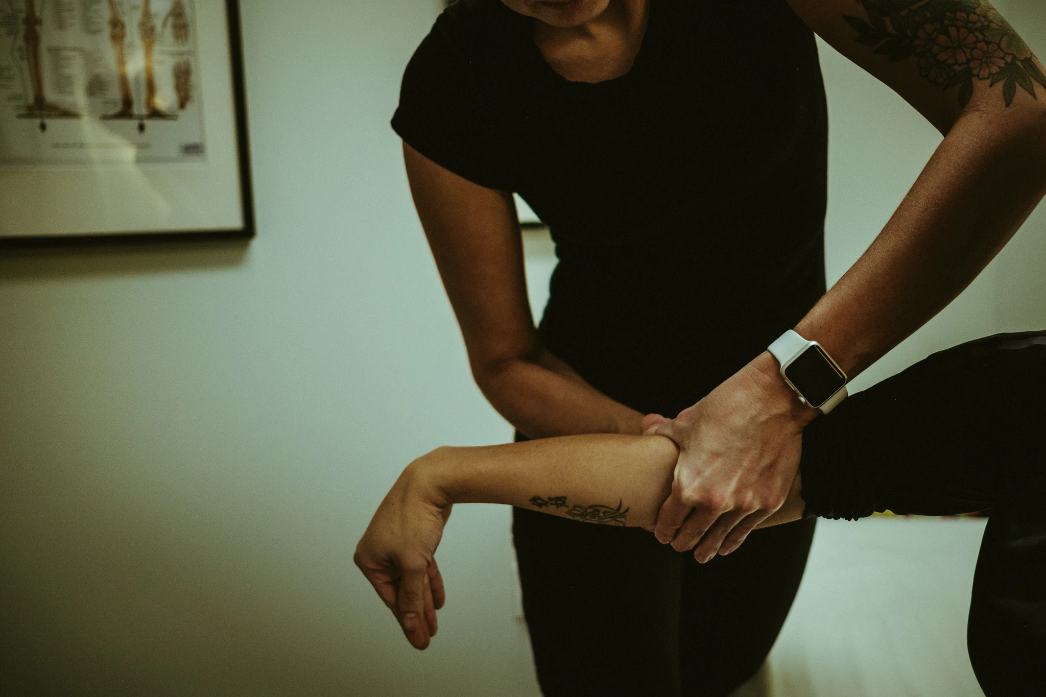 Close-up of precise hand contact during soft-tissue treatment